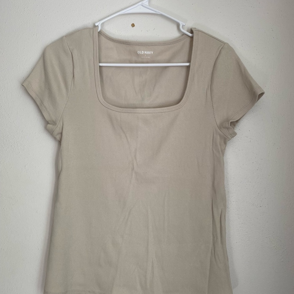 Old Navy Tan Fitted Cap Sleeve T-Shirt
